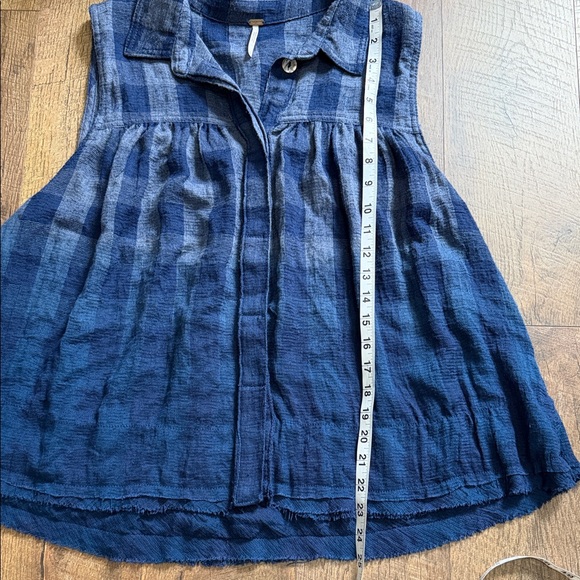 Free People Blue Plaid Sleeveless Top - Picture 4 of 10